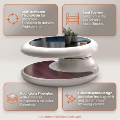SalesFever Couchtisch »Milano Tisch Trendiges Wohnzimmer-Highlight« Tischplatte: Rundum 360° drehbar!