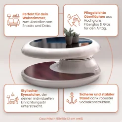 SalesFever Couchtisch »Milano Tisch Trendiges Wohnzimmer-Highlight« Tischplatte: Rundum 360° drehbar!