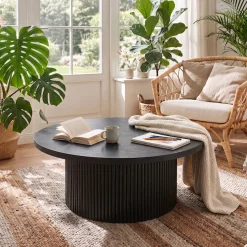 SalesFever Couchtisch »mit Massivholz-Lamellen, Ø 85cm« 1 Stk. tlg. Moderner Wohnzimmertisch aus Holz in natürlichem Look