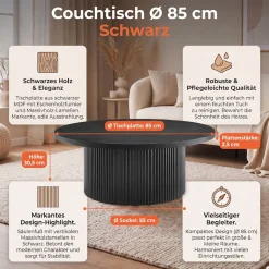 SalesFever Couchtisch »mit Massivholz-Lamellen, Ø 85cm« 1 Stk. tlg. Moderner Wohnzimmertisch aus Holz in natürlichem Look