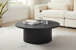 SalesFever Couchtisch »mit Massivholz-Lamellen, Ø 85cm« 1 Stk. tlg. Moderner Wohnzimmertisch aus Holz in natürlichem Look