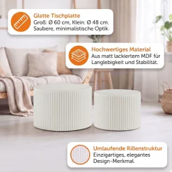 SalesFever Couchtisch »New Orleans stilvoller Couchtisch« Set, 2 Stk. tlg. mit umlaufender Rillenstruktur