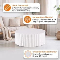 SalesFever Couchtisch »New Orleans Stilvoller Couchtisch« Set, 1 Stk. tlg. mit umlaufender Rillenstruktur