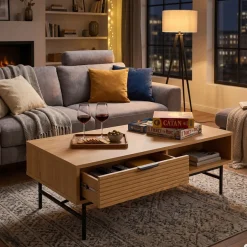 SalesFever Couchtisch »Visby Coffeetableh für stilvolles Wohnen« Eiche Echtholzfurnier