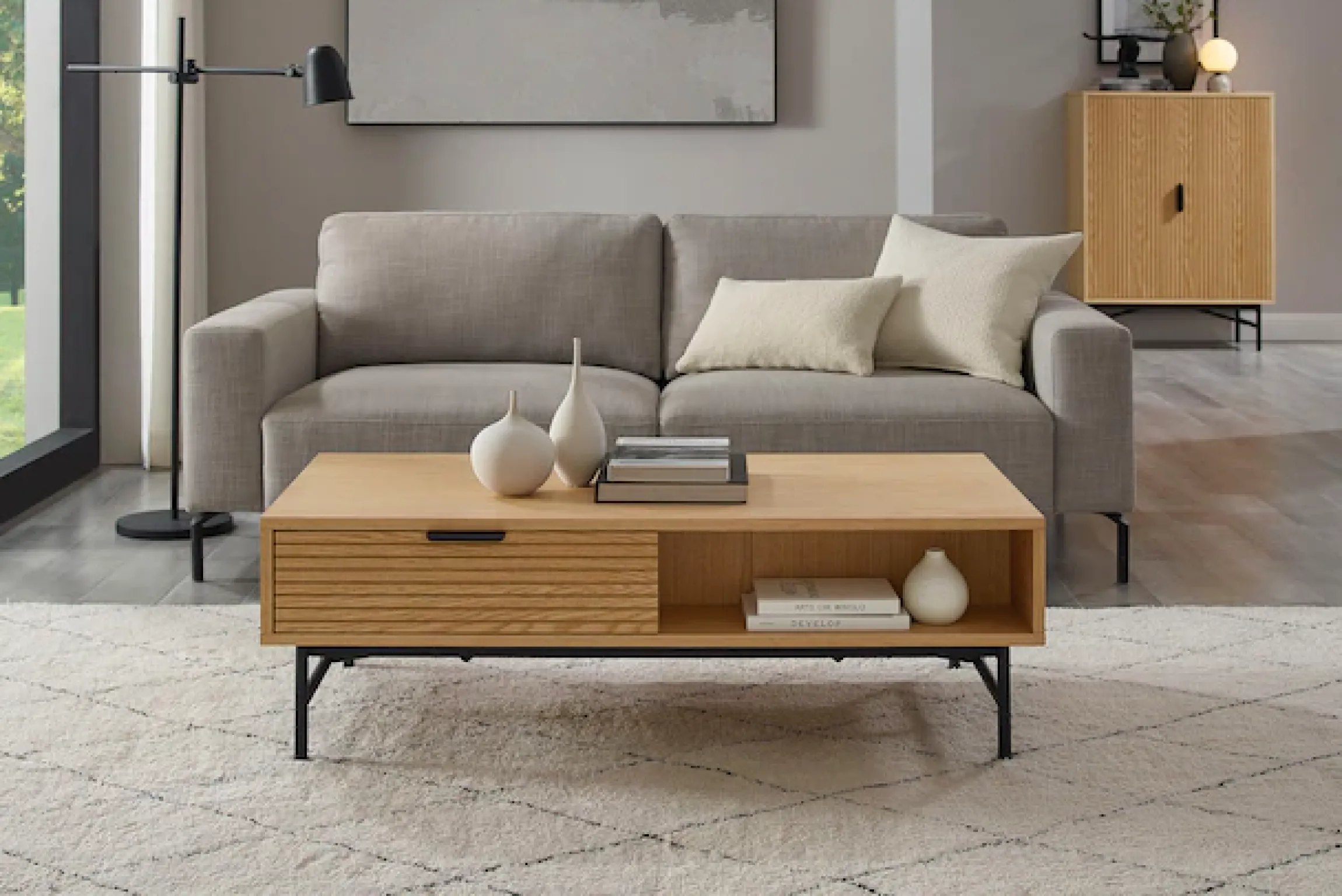 SalesFever Couchtisch »Visby Coffeetableh für stilvolles Wohnen« Eiche Echtholzfurnier