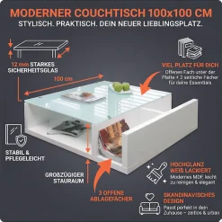 SalesFever Couchtisch »Wohnzimmer-Tisch im skandinavischen Stil« Praktisch mit seitlichem Magazinfach