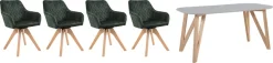 SalesFever Essgruppe »Eleganter Tisch inkl. Stühle« 5-teilige Samtverlours-Sitzgruppe, drehbare Stühle, 180cm Tischbreite