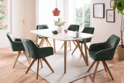 SalesFever Essgruppe »Eleganter Tisch inkl. Stühle« 5-teilige Samtverlours-Sitzgruppe, drehbare Stühle, 180cm Tischbreite