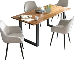 SalesFever Essgruppe »- stilvolles Design« Set, 5 Stk. tlg. 5-teiliges Set mit authentischer Baumkanten-Tischplatte