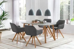 SalesFever Essgruppe »Växjö - Elegant gestaltete Sitzgruppe« Set, 5 Stk. tlg. bestehend aus 4 modernen Polsterstühlen und einem 180 cm breiten Tisch