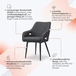 SalesFever Esszimmerstuhl »Boston - Der Stuhl für Ihr Esszimmer« () Diamantsteppung auf der Rückseite - Charmant & Einzigartig
