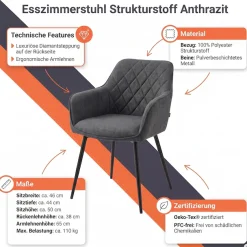 SalesFever Esszimmerstuhl »Boston - Der Stuhl für Ihr Esszimmer« () Diamantsteppung auf der Rückseite - Charmant & Einzigartig
