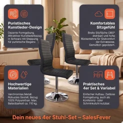 SalesFever Esszimmerstuhl »Komfortabler Armlehnstuhl zum Relaxen« (Set) 4 Stk.mit Drehfunktion