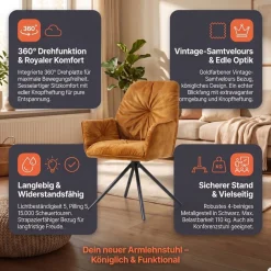 SalesFever Esszimmerstuhl »Ottawa Armlehnstuhl: Rückzugsort im Esszimmer« () 1 Stk.360° Drehbarer Esszimmersessel mit Armlehnen - 1 Stück