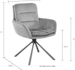 SalesFever Esszimmerstuhl »Pizzo Eleganter Armlehnstuhl« () 1 Stk.Cord-Esszimmersessel mit 360° Drehkomfort
