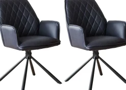 SalesFever Esszimmerstuhl »Vancouver Armlehnstuhl fürs Esszimmer« (Set) 2 Stk.Esszimmersessel, Rückenlehne mit Rautensteppung, 360° Drehfunktion