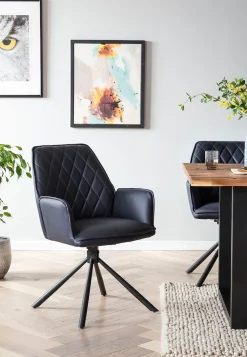 SalesFever Esszimmerstuhl »Vancouver Armlehnstuhl fürs Esszimmer« (Set) 2 Stk.Esszimmersessel, Rückenlehne mit Rautensteppung, 360° Drehfunktion