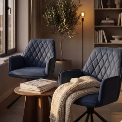 SalesFever Esszimmerstuhl »Vancouver Armlehnstuhl fürs Esszimmer« (Set) 2 Stk.Esszimmersessel, Rückenlehne mit Rautensteppung, 360° Drehfunktion