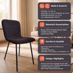 SalesFever 4-Fußstuhl »Esszimmerstuhl - stilvolles Set« (Set) 4 Stk.Ergonomisches 4er-Set für optimalen Sitzkomfort