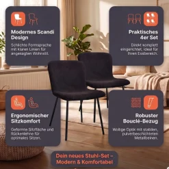 SalesFever 4-Fußstuhl »Esszimmerstuhl - stilvolles Set« (Set) 4 Stk.Ergonomisches 4er-Set für optimalen Sitzkomfort