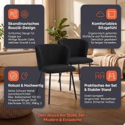 SalesFever 4-Fußstuhl »Esszimmerstuhl - stilvolles Set« (Set) 4 Stk.Ergonomisches 4er-Set für optimalen Sitzkomfort