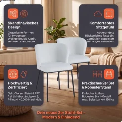 SalesFever 4-Fußstuhl »Stuhl mit vier Füßen« (Set) 2 Stk.Zweier-Set mit abgerundeter Rückenlehne