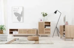 SalesFever Lowboard »Vejle Chic & Stylisch: Das TV-Kommode« Edle Rattan-Kommode mit Wiener Geflecht-Design