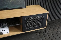 SalesFever Lowboard »York Design Lowboard für stilvolle Wohnräume« Kommode: Stilvoller Fernsehtisch mit mattschwarzem Polyrattan-Einsatz