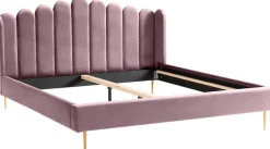 SalesFever Polsterbett »Komfortables Bett für erholsamen Schlaf« Eleganz trifft Komfort: Samt-Bezug, goldfarbene Metallfüße