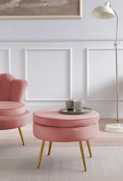 SalesFever Polsterhocker »Calm Gepolsterter Hocker mit Charme« mit hohem Sitzkissen