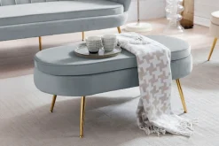 SalesFever Polsterhocker »Clam - Stilvoller Hocker« Elegantes Design in ovaler Form, 99cm Breite