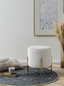 SalesFever Polsterhocker »Komfortabler Polsterhocker« mit Design-Gestell aus goldfarbenem Metall