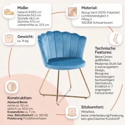 SalesFever Polsterstuhl »Komfortabler Stuhl im eleganten Design« (Set) 2 Stk.Muschel-Design