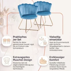 SalesFever Polsterstuhl »Komfortabler Stuhl im eleganten Design« (Set) 2 Stk.Muschel-Design