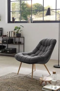 SalesFever Relaxsessel »Toulon - Komfortabler Loungesessel« mit XXL-Steppung, mit schwarzen oder naturfarbenen Beinen
