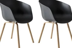 SalesFever Schalenstuhl »Lund Designer Esszimmerstuhl im 2er-Set« (Set) 2 Stk.Zweier-Set: Metallbeine mit edler Holzoptik