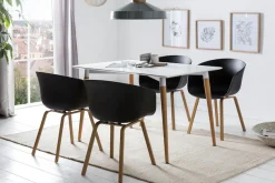 SalesFever Schalenstuhl »Lund Designer Esszimmerstuhl im 2er-Set« (Set) 2 Stk.Zweier-Set: Metallbeine mit edler Holzoptik