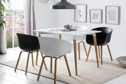 SalesFever Schalenstuhl »Lund Designer Esszimmerstuhl im 2er-Set« (Set) 2 Stk.Zweier-Set: Metallbeine mit edler Holzoptik