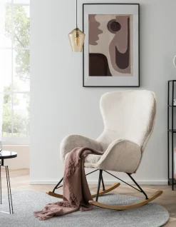 SalesFever Schaukelstuhl »Komfortabl und im Vintage-Stil« () in Lammfelloptik