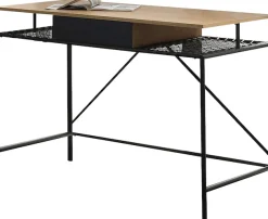 SalesFever Schreibtisch »York Arbeitsplatz Deluxe« Metallrahmen-Ablage mit Polyrattan in Geflechtoptik