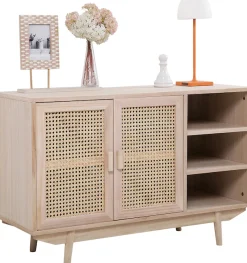 SalesFever Sideboard »Vejle Charmante Kommode für Stauraum« Charmante Kommode mit Rattan-Wiener-Geflecht Türfronten