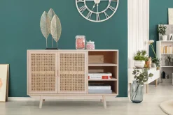 SalesFever Sideboard »Vejle Charmante Kommode für Stauraum« Charmante Kommode mit Rattan-Wiener-Geflecht Türfronten