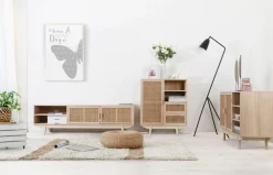 SalesFever Sideboard »Vejle Charmante Kommode für Stauraum« Charmante Kommode mit Rattan-Wiener-Geflecht Türfronten