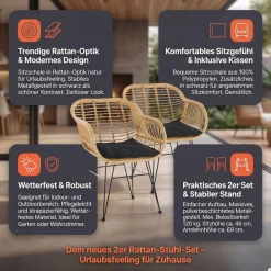 SalesFever Stuhl »Wels - Komfortabler Sitzplatz« (Set) 2 Stk.Zweier-Set: Wetterfestes Kunststoffgeflecht in Rattanoptik