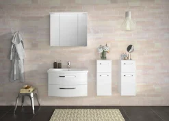 Saphir Badezimmerspiegelschrank »Serie 4010 Badezimmer-Spiegelschrank inkl. LED-Beleuchtung im Kranz« Badschrank 82 cm breit, 3 Türen, 6 Glas-Einlegeböden, inkl Türdämpfer