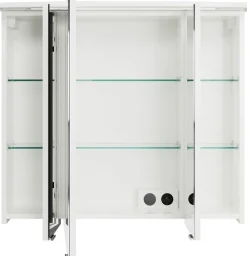 Saphir Badezimmerspiegelschrank »Serie 4010 Badezimmer-Spiegelschrank inkl. LED-Beleuchtung im Kranz« Badschrank 82 cm breit, 3 Türen, 6 Glas-Einlegeböden, inkl Türdämpfer