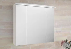 Saphir Badezimmerspiegelschrank »Serie 4010 Badezimmer-Spiegelschrank inkl. LED-Beleuchtung im Kranz« Badschrank 82 cm breit, 3 Türen, 6 Glas-Einlegeböden, inkl Türdämpfer