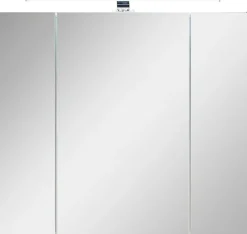 Saphir Badezimmerspiegelschrank »Quickset 945 Badschrank, 3 Spiegeltüren, 6 Einlegeböden, 80 cm breit« inkl. LED-Beleuchtung, Türdämpfer, Schalter-/Steckdosenkombination