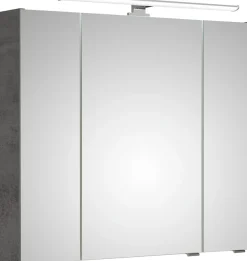 Saphir Badezimmerspiegelschrank »Quickset 945 Badschrank, 3 Spiegeltüren, 6 Einlegeböden, 80 cm breit« inkl. LED-Beleuchtung, Türdämpfer, Schalter-/Steckdosenkombination