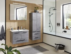 Saphir Badezimmerspiegelschrank »Quickset 945 Badschrank, 3 Spiegeltüren, 6 Einlegeböden, 80 cm breit« inkl. LED-Beleuchtung, Türdämpfer, Schalter-/Steckdosenkombination